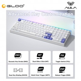 AULA HERO99 White Blue Magnetic Keyboard with Wing Chun Magnetic Switch