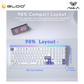 AULA HERO99 White Blue Magnetic Keyboard with Wing Chun Magnetic Switch