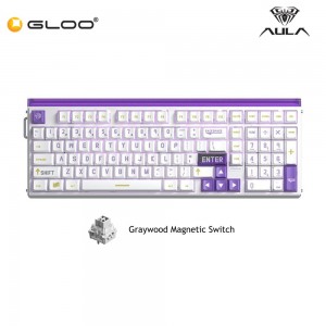 AULA HERO99 White Purple Magnetic Keyboard with Graywood Magnetic Switch
