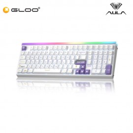AULA HERO99 White Purple Magnetic Keyboard with Graywood Magnetic Switch