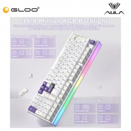AULA HERO99 White Purple Magnetic Keyboard with Graywood Magnetic Switch