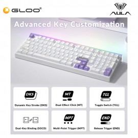 AULA HERO99 White Purple Magnetic Keyboard with Graywood Magnetic Switch