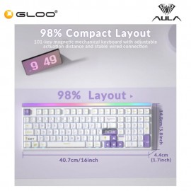 AULA HERO99 White Purple Magnetic Keyboard with Graywood Magnetic Switch