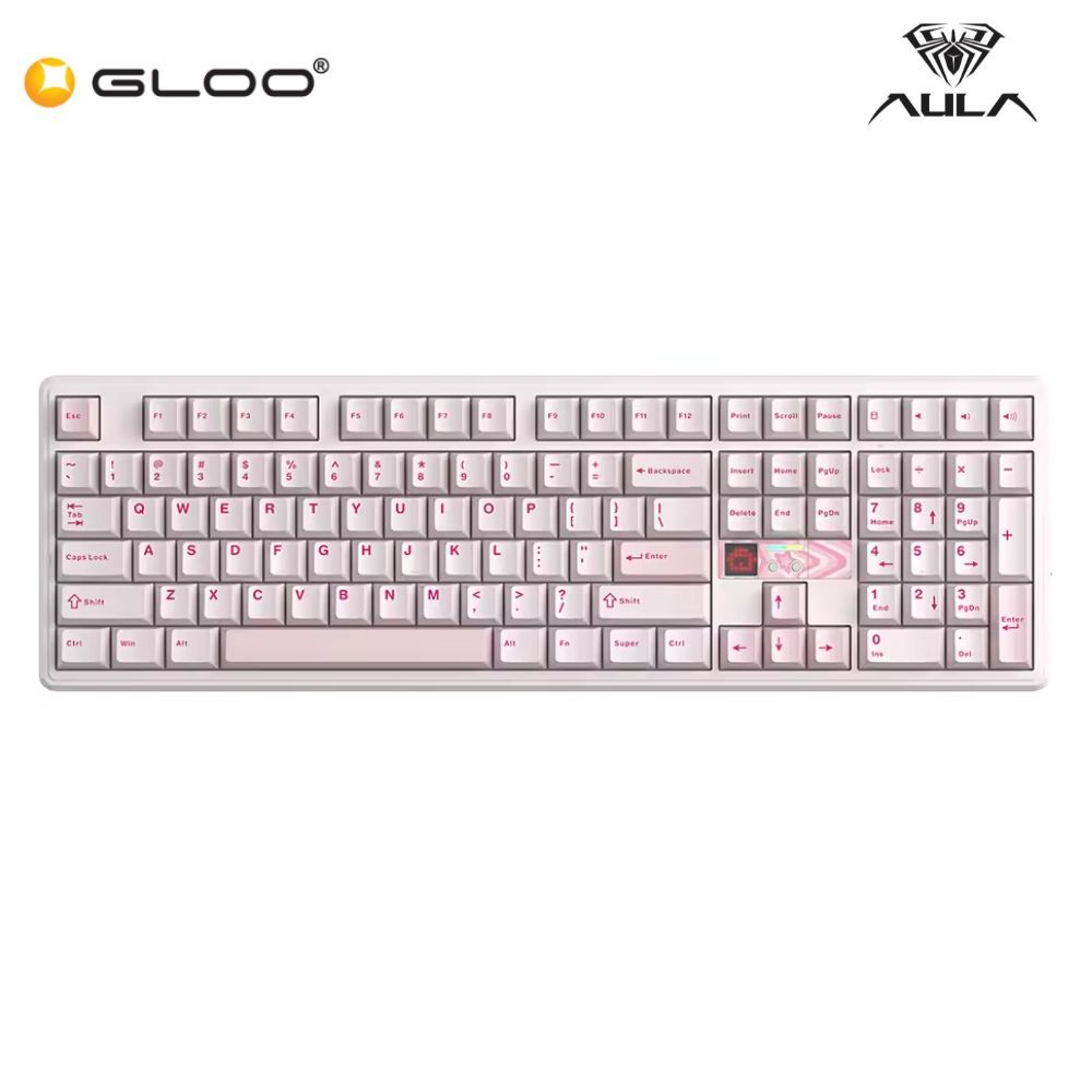 AULA F108 PRO V2 Pink Multi Mode Mechanical Keyboard with Mint Switch