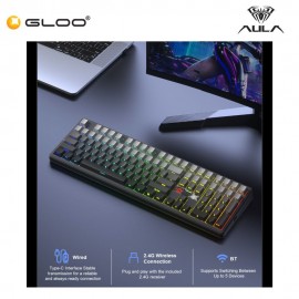 AULA F108 PRO V2 Gray Multi Mode Mechanical Keyboard with Seascape Switch