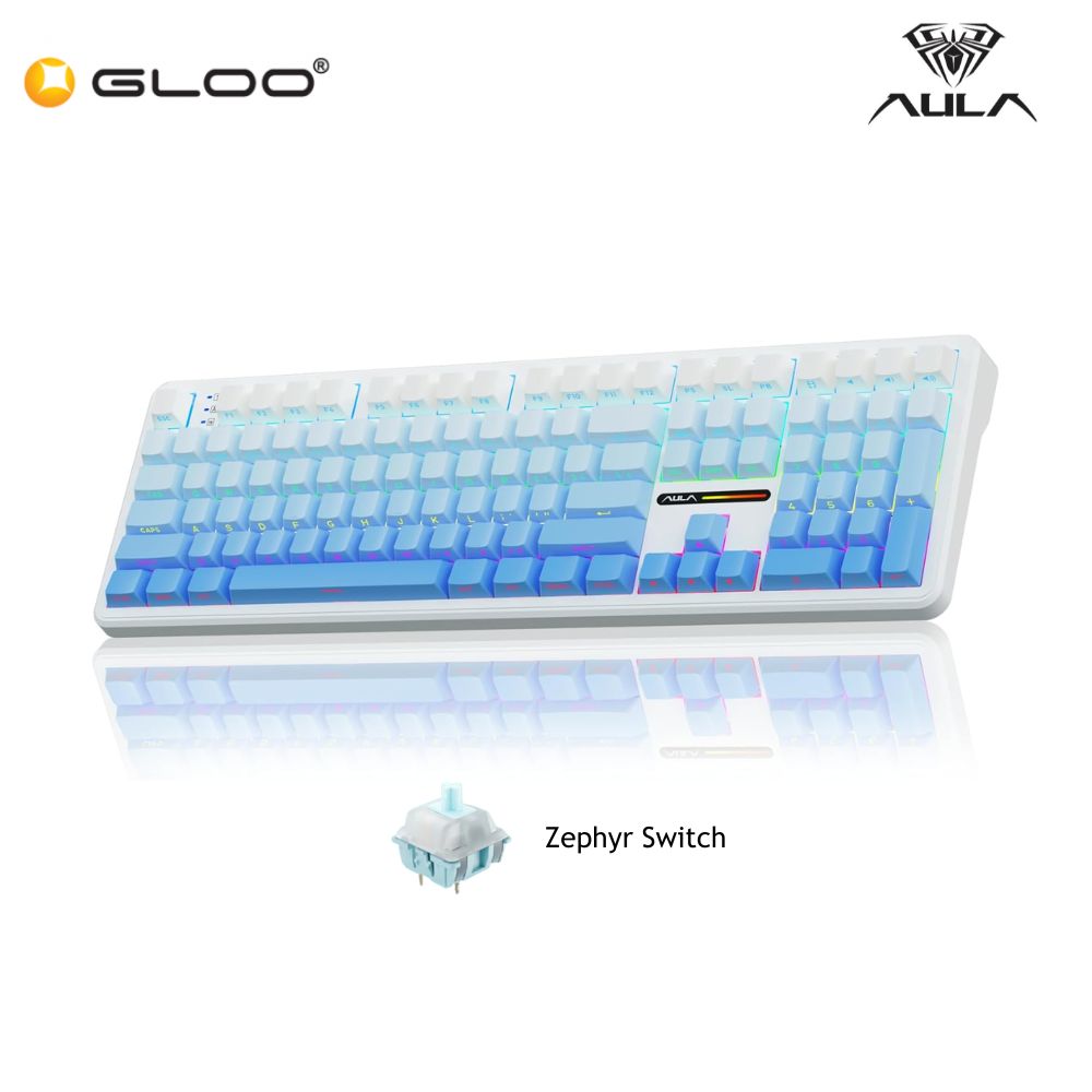 AULA F108 PRO Multi Mode Mechanical Keyboard with Zephyr Switch (F108PRO-Gradient Blue)