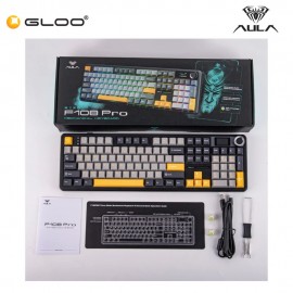 AULA F108 PRO Multi Mode Mechanical Keyboard with Reaper Switch (F108PRO-Grey+Yellow)