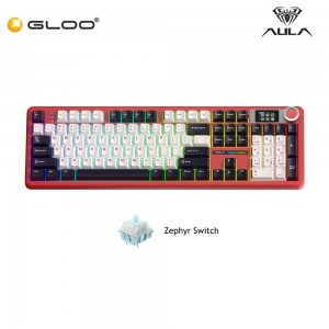 AULA F108 PRO Red Dark Blue White Multi Mode Mechanical Keyboard with Zephyr Switch
