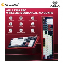 AULA F108 PRO Multi Mode Mechanical Keyboard with Zephyr Switch (F108PRO-Red+Dark Blue+White)