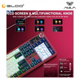 AULA F108 PRO Multi Mode Mechanical Keyboard with Zephyr Switch (F108PRO-Red+Dark Blue+White)