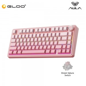 AULA F75 Multi Mode Mechanical Keyboard with Dream Sakura Switch (F75-Gradient Pink)