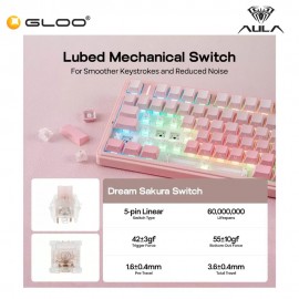 AULA F75 Multi Mode Mechanical Keyboard with Dream Sakura Switch (F75-Gradient Pink)