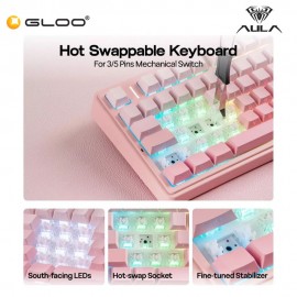 AULA F75 Multi Mode Mechanical Keyboard with Dream Sakura Switch (F75-Gradient Pink)
