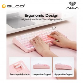 AULA F75 Multi Mode Mechanical Keyboard with Dream Sakura Switch (F75-Gradient Pink)