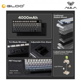 AULA F75MAX Multi Mode Mechanical Keyboard with Reaper Switch (F75MAX-Gradient Grey)