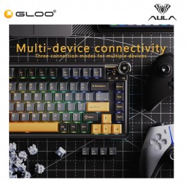 AULA AU75 Multi Mode Mechanical Keyboard with Bloomfield Switch (AU75-Cold Brew Milk Tea)