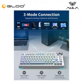 AULA AU75 Multi Mode Mechanical Keyboard with Star Vector Switch (AU75-Sea Salt Blue)