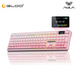 AULA F108 PRO Pink Multi Mode Mechanical Keyboard with Caramel Latte Switch