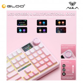 AULA F108 PRO Pink Multi Mode Mechanical Keyboard with Caramel Latte Switch