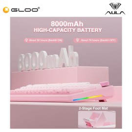 AULA F108 PRO Pink Multi Mode Mechanical Keyboard with Caramel Latte Switch