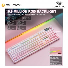 AULA F108 PRO Pink Multi Mode Mechanical Keyboard with Caramel Latte Switch