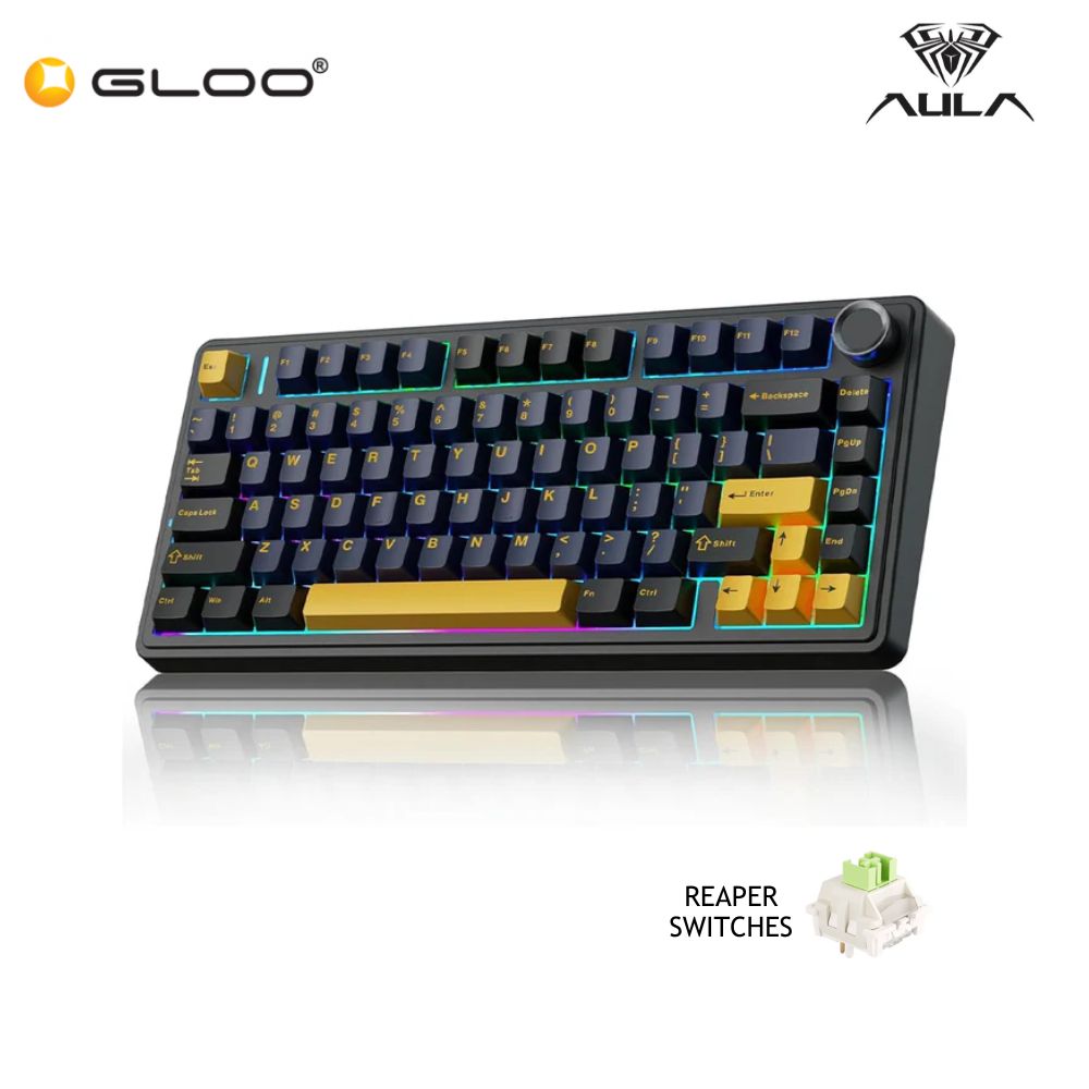 AULA F75 Multi Mode Mechanical Keyboard with Reaper Switch (F75-Thunder Black)