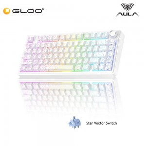 AULA F75 Multi Mode Mechanical Keyboard with Star Vector Switch (F75-White Contour)