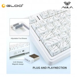 AULA F75 Multi Mode Mechanical Keyboard with Star Vector Switch (F75-White Contour)