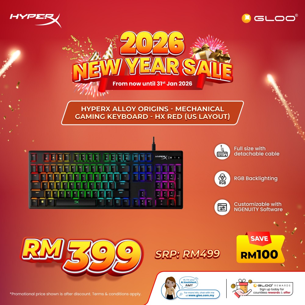 HyperX Alloy Origins-Mechanical Gaming Keyboard-HX Red US Layout HX-KB6RDX-US-US-4P4F6AA#ABA