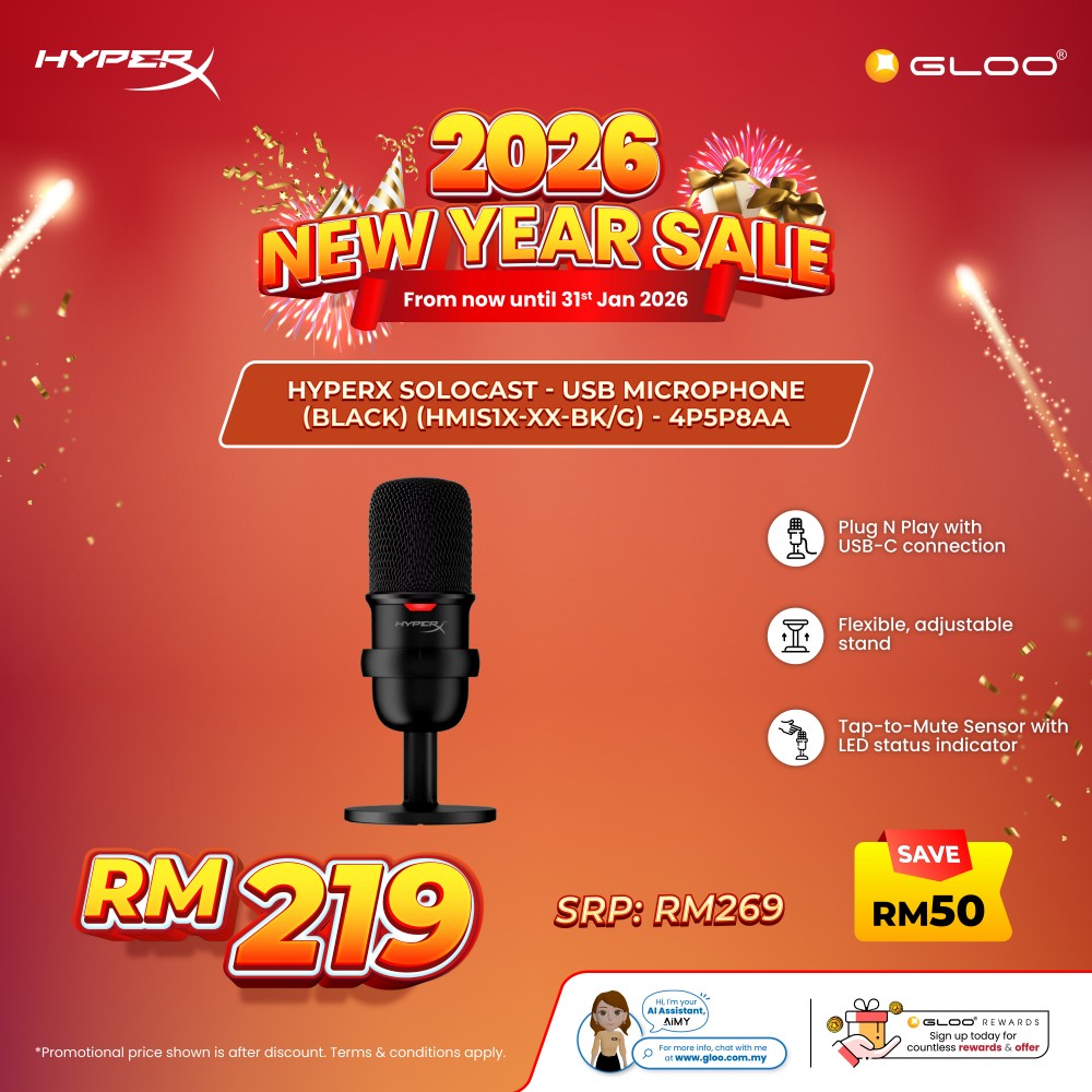 HyperX SoloCast - USB Microphone-Black HMIS1X-XX-BK/G-4P5P8AA