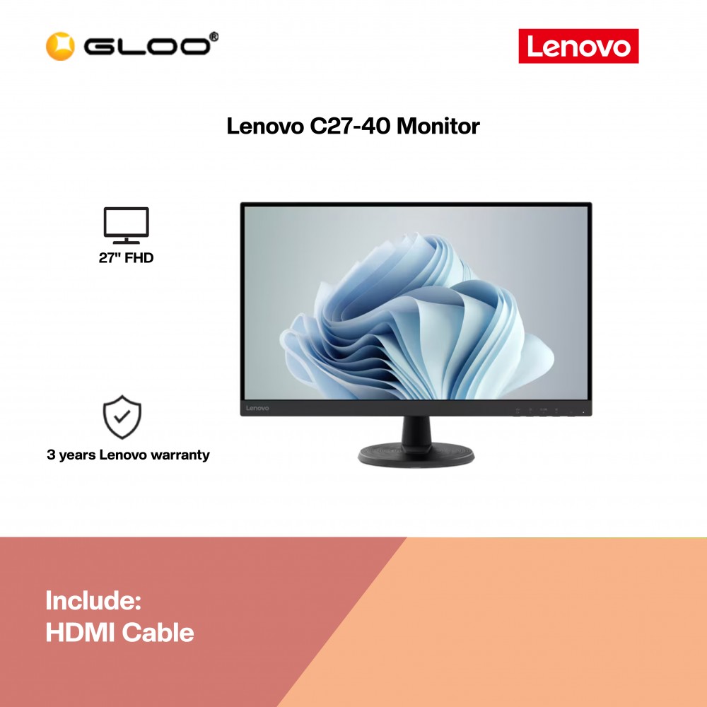(Ready stock) Lenovo ThinkVision C27-40 27" Monitor (63DDKAR6WW)