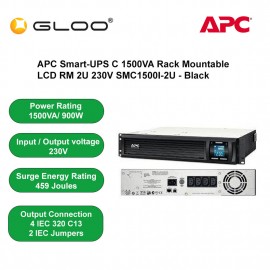 APC Smart-UPS C 1500VA  Rack Mountable LCD RM 2U 230V SMC1500I-2U - Black