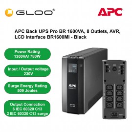 APC Back UPS Pro BR 1300VA, 8 Outlets, AVR, LCD Interface BR1300MI - Black