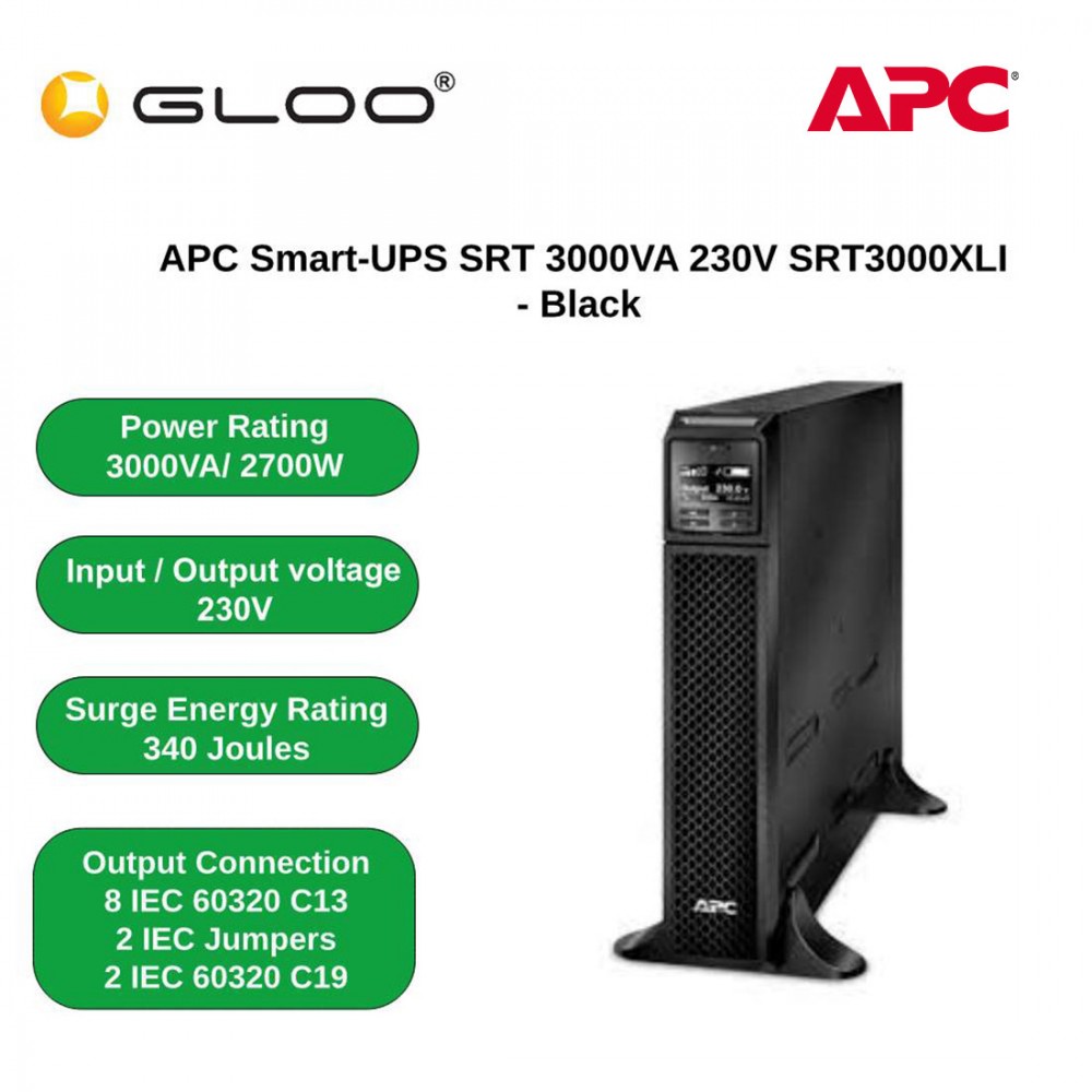 [Pre-Order : 6-8 weeks] APC Smart-UPS SRT 3000VA 230V SRT3000XLI - Black