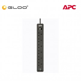 APC SurgeArrest Essential Surge Protector, 6x Outlets, 2 USB-Ports - 2M (PME6U2B-UK)