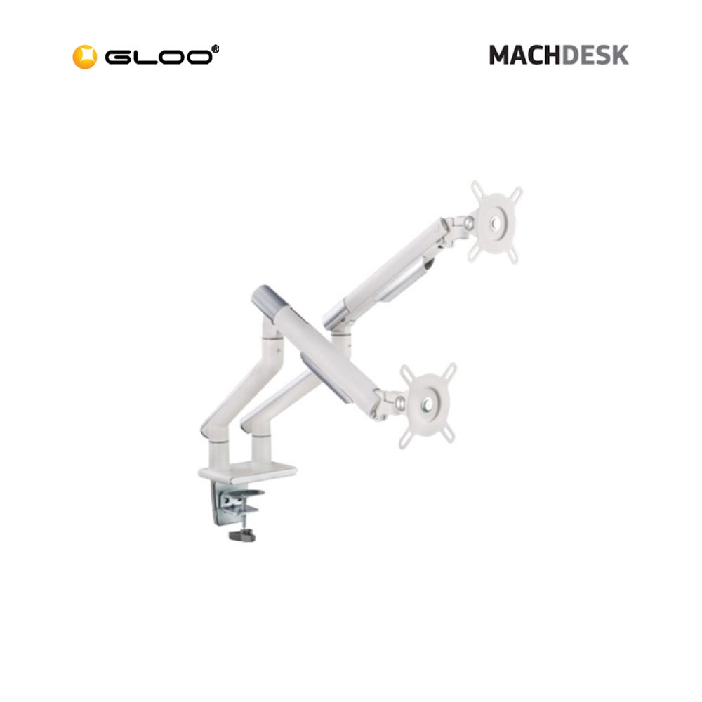 MachDesk MD49 Dual Slim Mechanical Spring Monitor Arm – White (MD49-A02SN)
