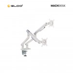 MachDesk MD49 Dual Slim Mechanical Spring Monitor Arm – White (MD49-A02SN)