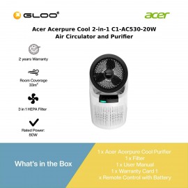[Pre-order] Acer Acerpure Cool 2-in-1 C1-AC530-20W Air Circulator and Purifier - White - ZL.ACCTG.007 [ETA: 3-5 Working Days]