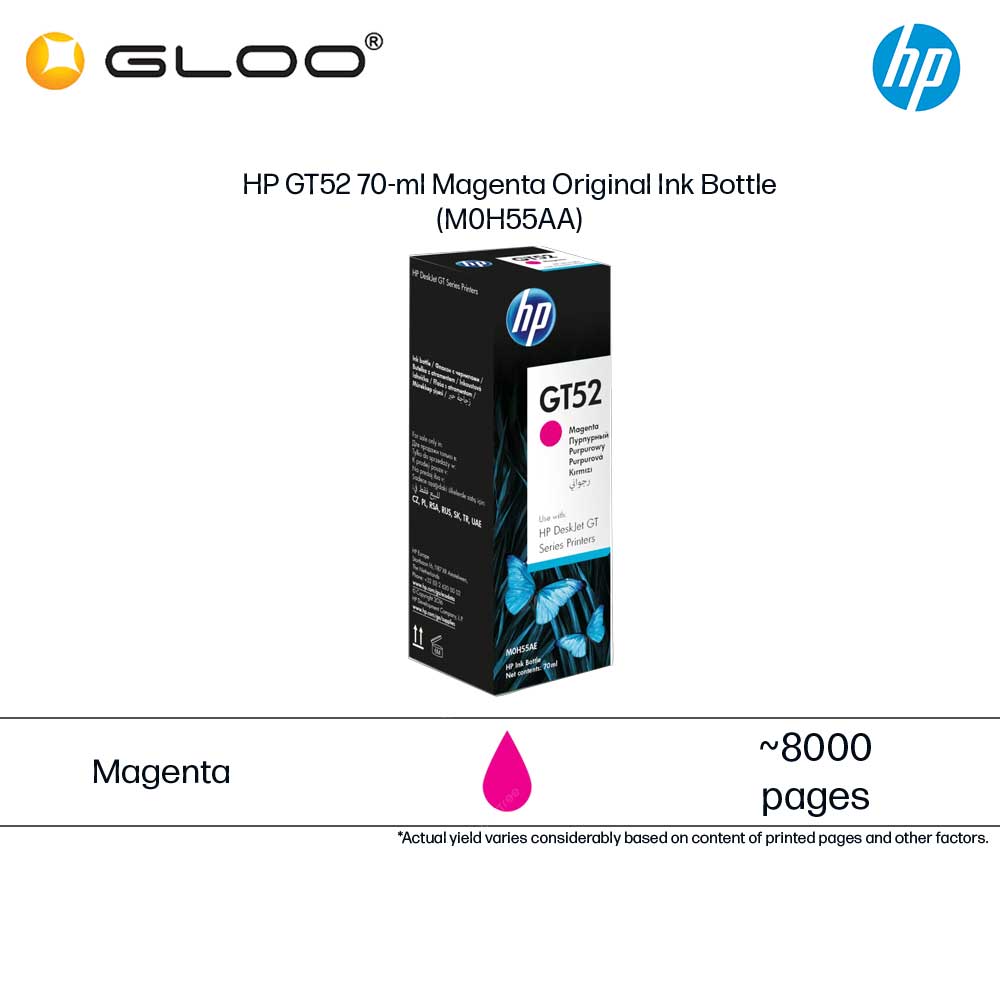 HP GT52 Magenta Original Ink Bottle M0H55AA