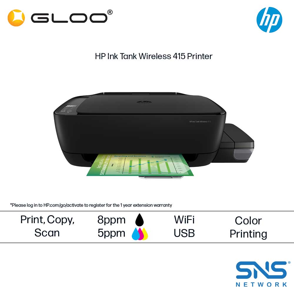 HP Ink Tank Wireless 415 Head Test Print 