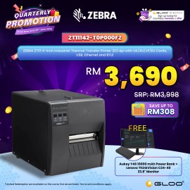 ZEBRA ZT111 4-inch Industrial Thermal Transfer Printer 203 dpi with UK/AU/JP/EU Cords, USB, Ethernet and BTLE (ZT11142-T0P000FZ)
