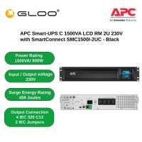 APC Smart-UPS C 1500VA LCD RM 2U 230V with SmartConnect SMC1500I-2UC - Black
