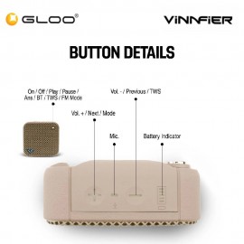 Vinnfier Wireless Bluetooth Speaker Tango Neo 10 - Beige 9555637204716