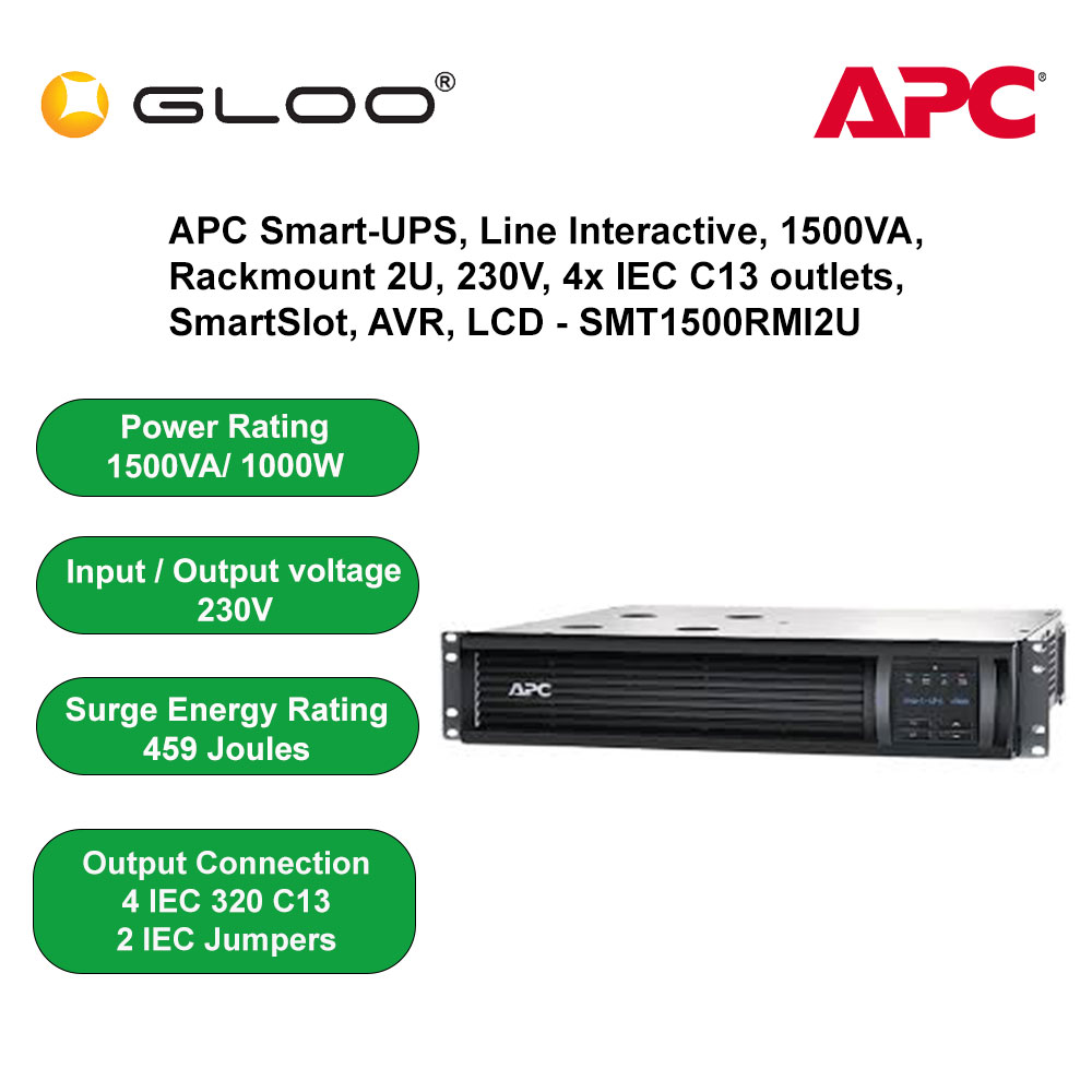 APC Smart-UPS 1500VA LCD RM 2U 230V SMT1500RMI2U - Black
