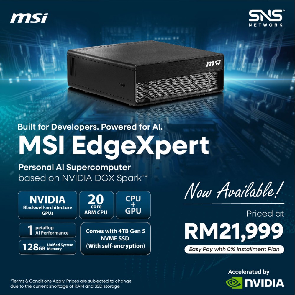 MSI AI Supercomputer EdgeXpert-42SMY BGB104TG5 (NVIDIA Blackwell, 20 Core Arm, 128GB,4TB, NVIDIA DGX OS)