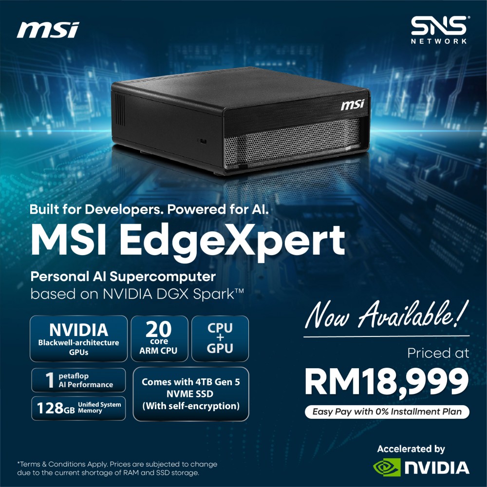 MSI AI Supercomputer EdgeXpert-42SMY BGB104TG5 (NVIDIA Blackwell, 20 Core Arm, 128GB,4TB, NVIDIA DGX OS)