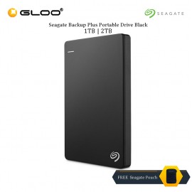 Seagate Backup Plus Portable Drive 2TB - Black STDR2000300 FREE Seagate Pouch