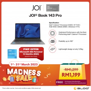 JOI Book 143 Pro (N4120,4GB,128GB eMMC,Integrated,14”,W11Pro) + Backpack