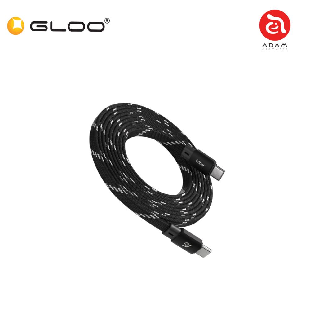 ADAM elements CASA MF200 USB-C to USB-C 60W Magnetic Flat Charging Cable 200cm-Black/Flat ACBADMF200BK 840741116352