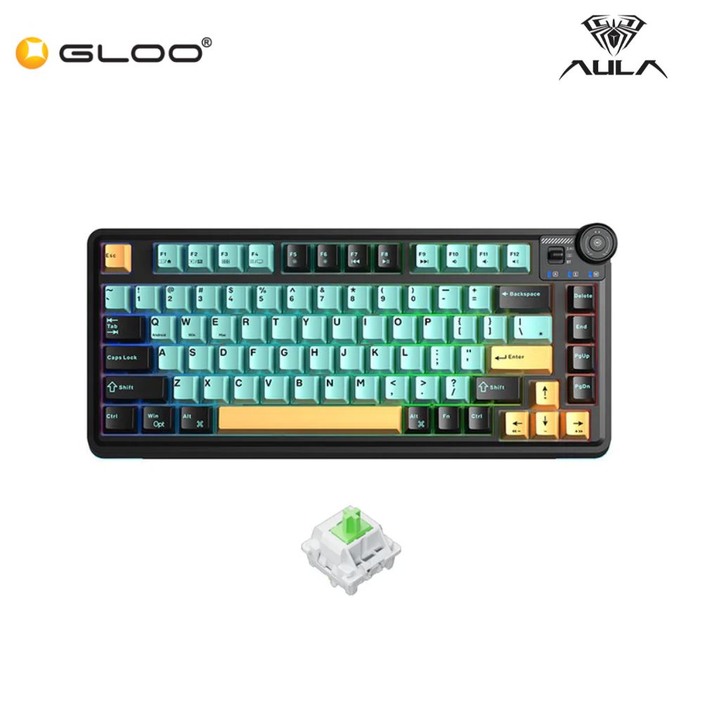 AULA AU75 Multi Mode Mechanical Keyboard with Bloomfield Switch (AU75-Dark Green Orange)